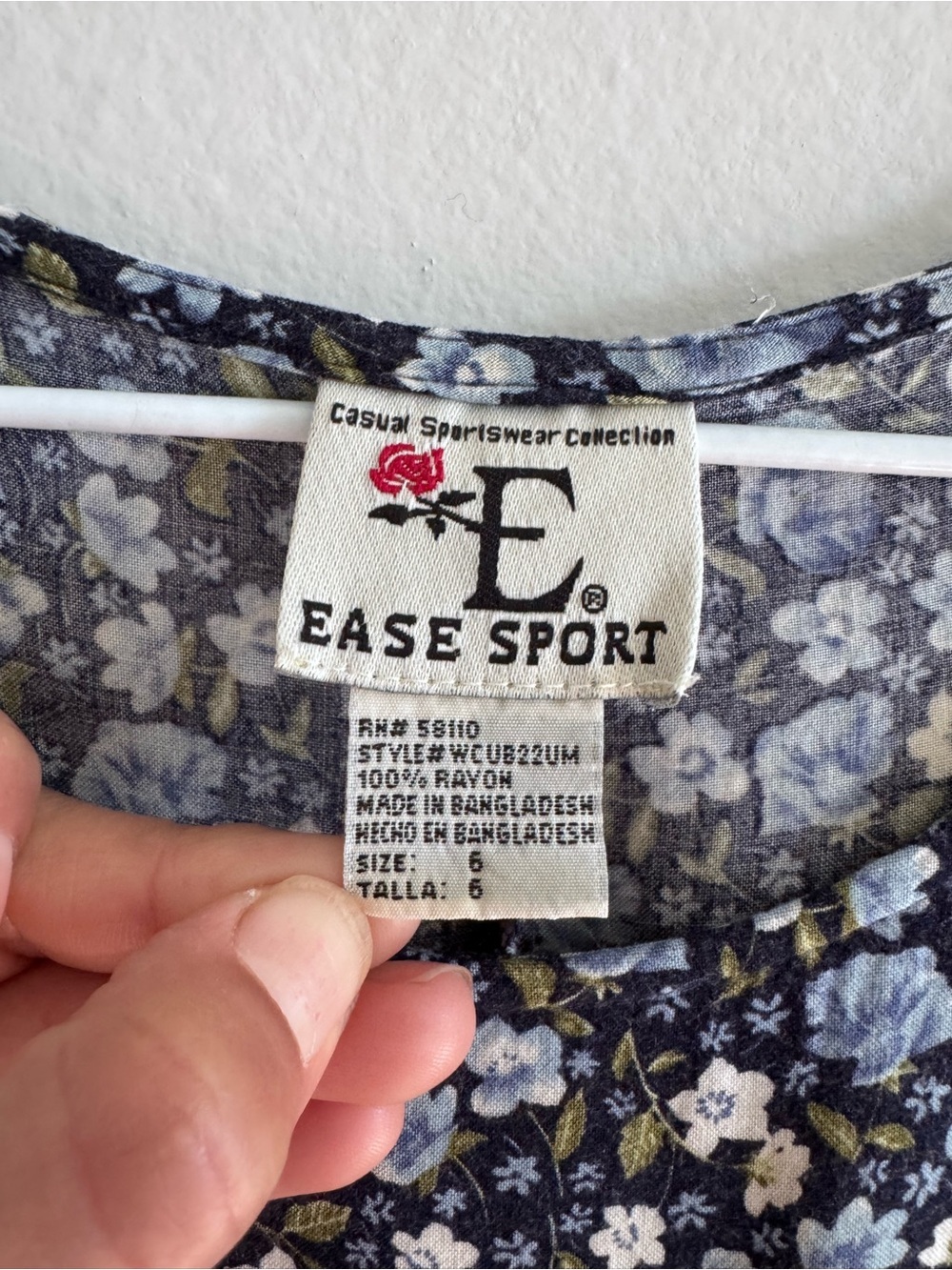 Vintage 90s Ease Sport Blue Floral Maxi Shirt Dress Size 6 - Picture 4 of 12